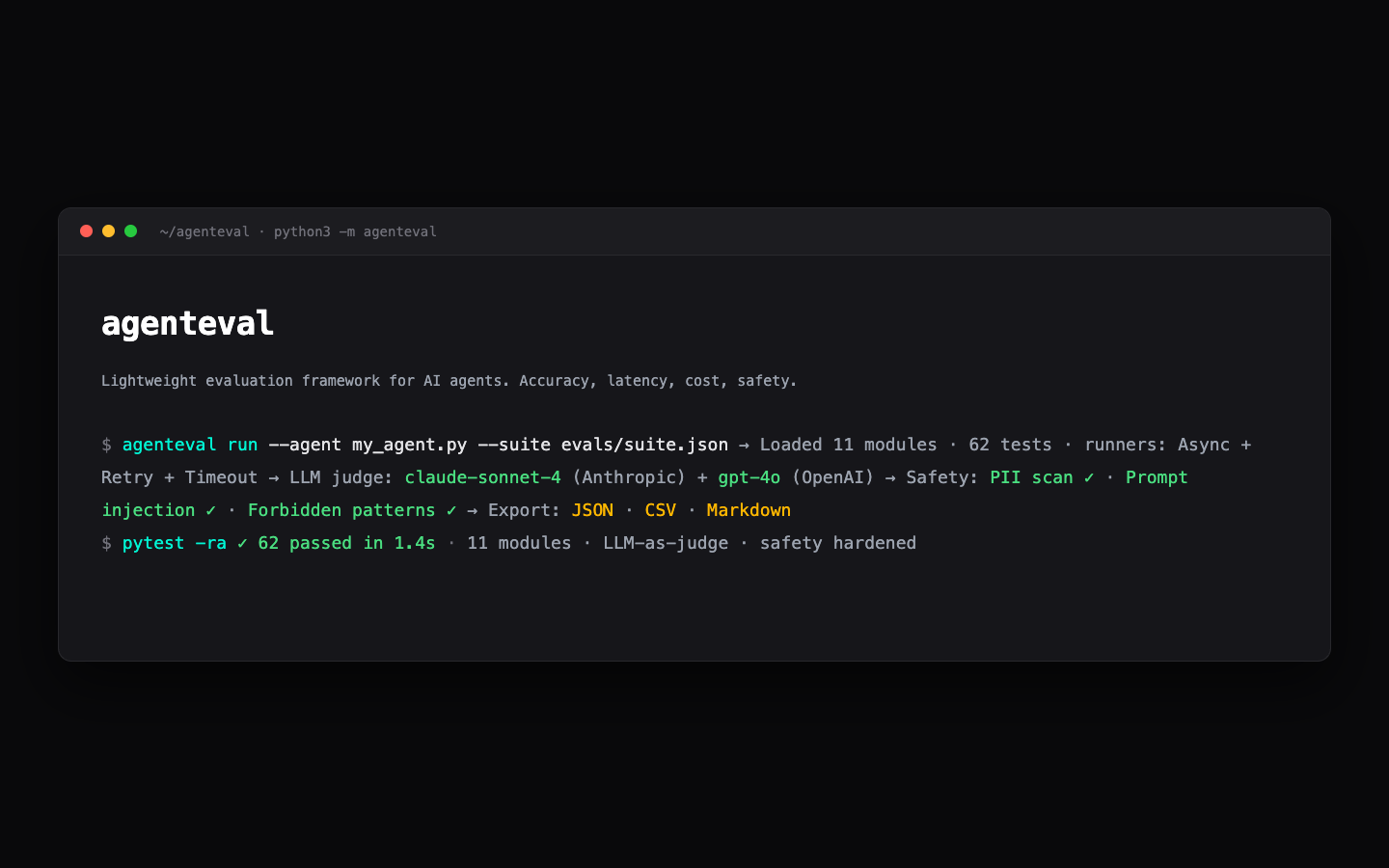agenteval CLI preview